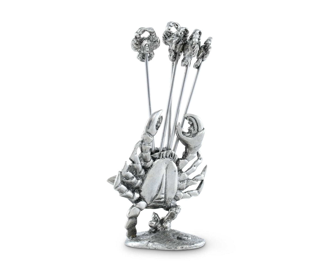 Coastal Pewter Crab Appetizer Pick Set
