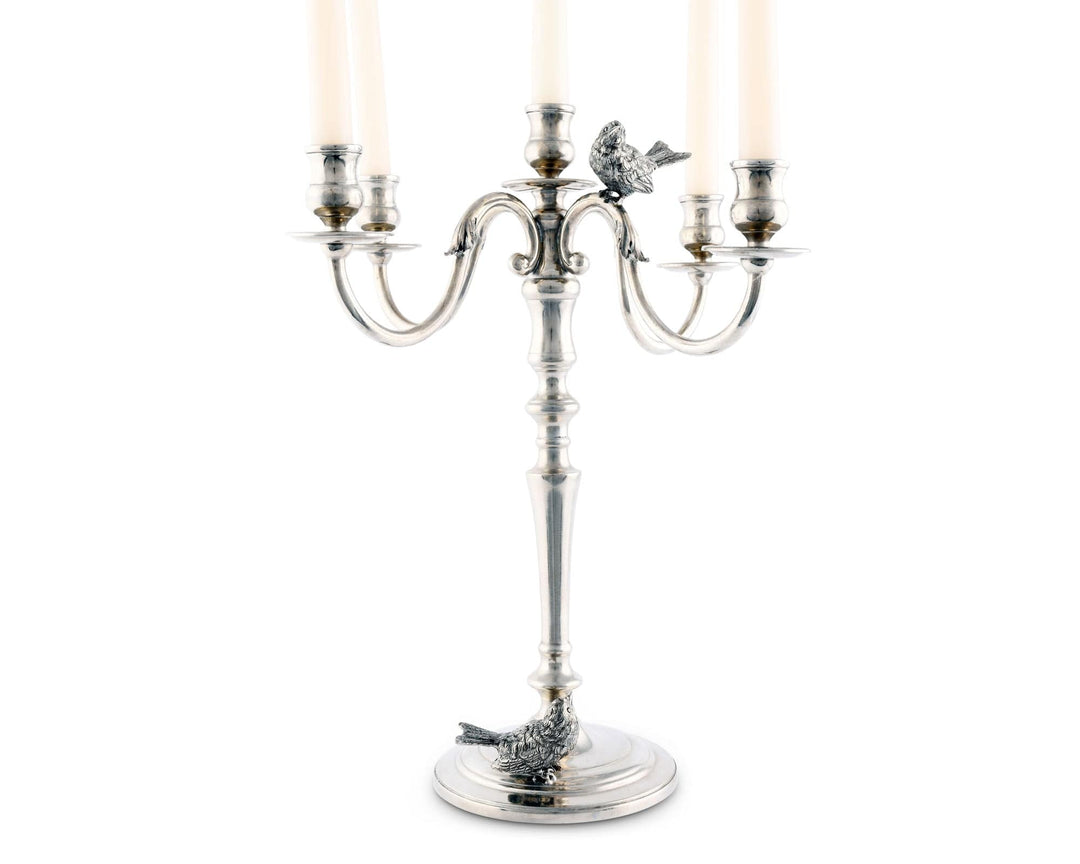 Silver candelabra on a white background