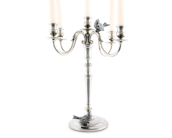 Silver candelabra on a white background