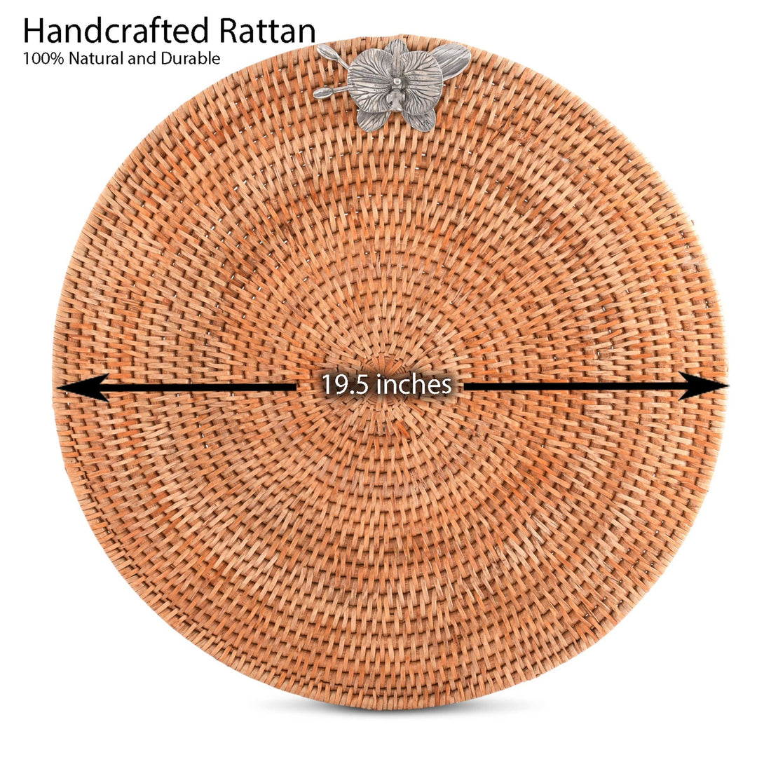 Orchid Placemat Hand Woven Wicker Rattan Round - Set of 4