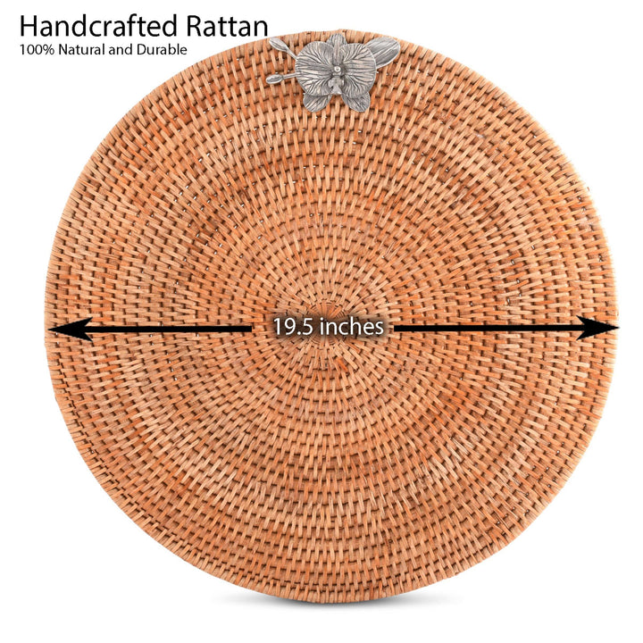 Orchid Placemat Hand Woven Wicker Rattan Round - Set of 4