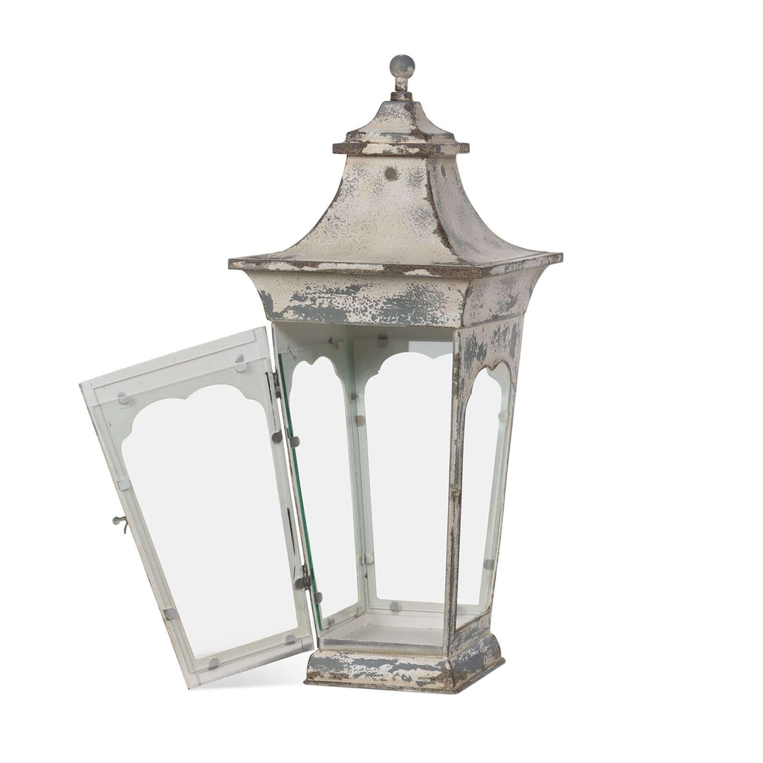 Vespera Iron Lantern, large: hinged front door open