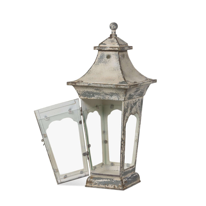 Vespera Iron Lantern, small: hinged front door open