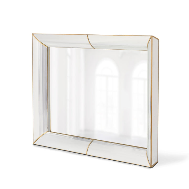 Vintage Beveled Wall Mirror with Gold Trim reflecting elegant light and style.