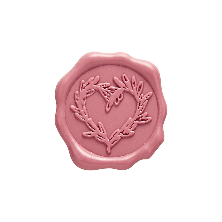 Vintage Branch Heart Wax Seal Stickers for Wedding Invitations with tender heart design in pink wax.