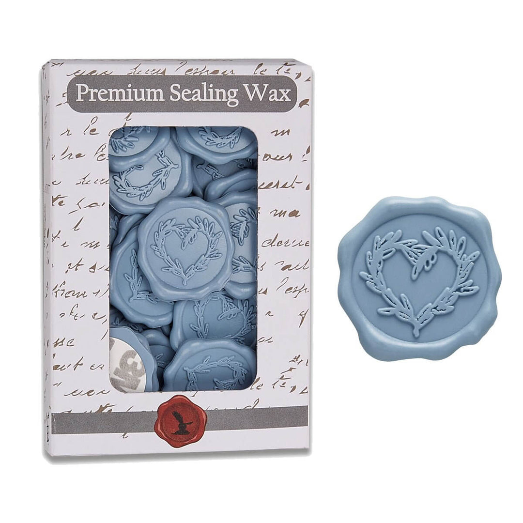 Vintage Branch Heart Wax Seal Stickers for Wedding Invitations, elegant blue stickers in a premium packaging