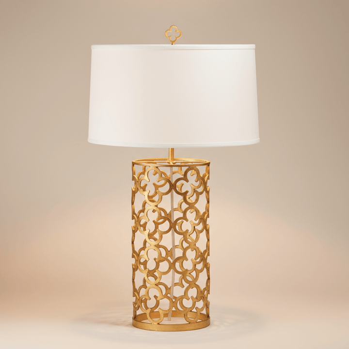 Gold table lamp with white shade