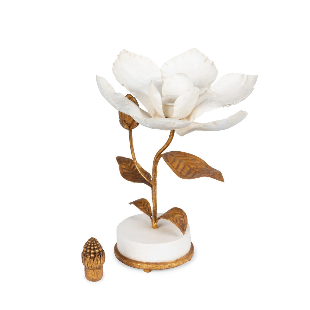 Vintage Gold Magnolia Candle Holder