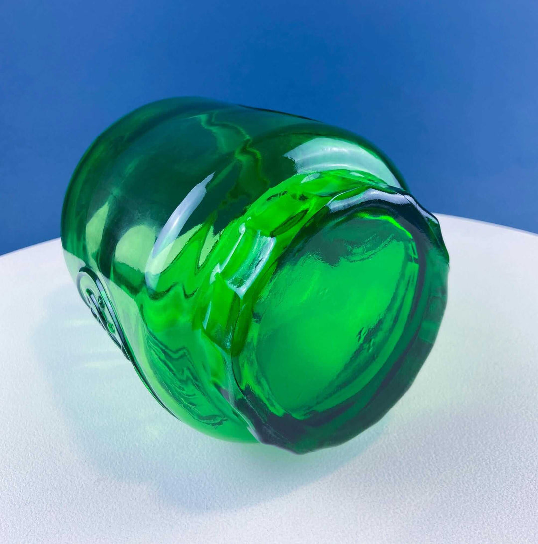 Vintage Green Glass Storage Jar with Lid. Wheton NJ. Glass Canister. Countertop Container or Cookie Jar. Modern Farmhouse.