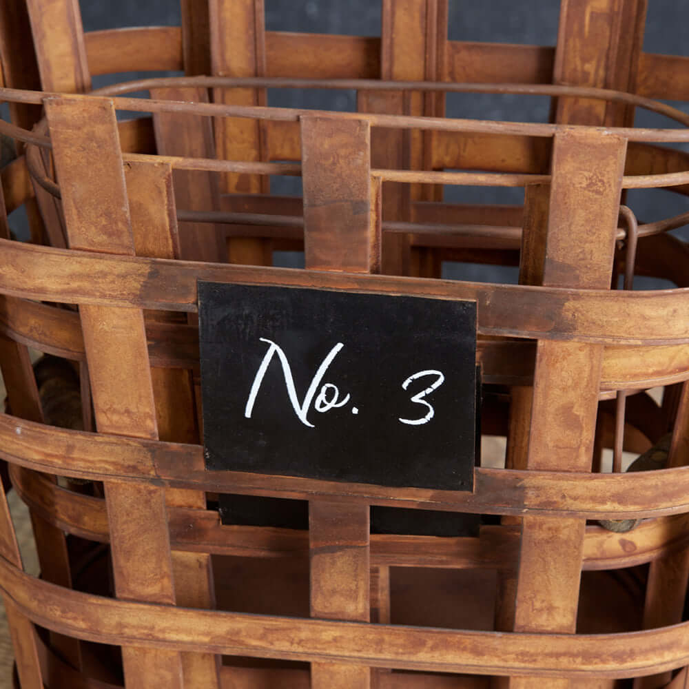 Vintage Inspired Rustic Metal Numbered Storage Baskets (Set of 3)