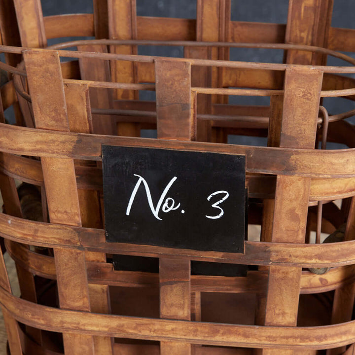 Vintage Inspired Rustic Metal Numbered Storage Baskets (Set of 3)