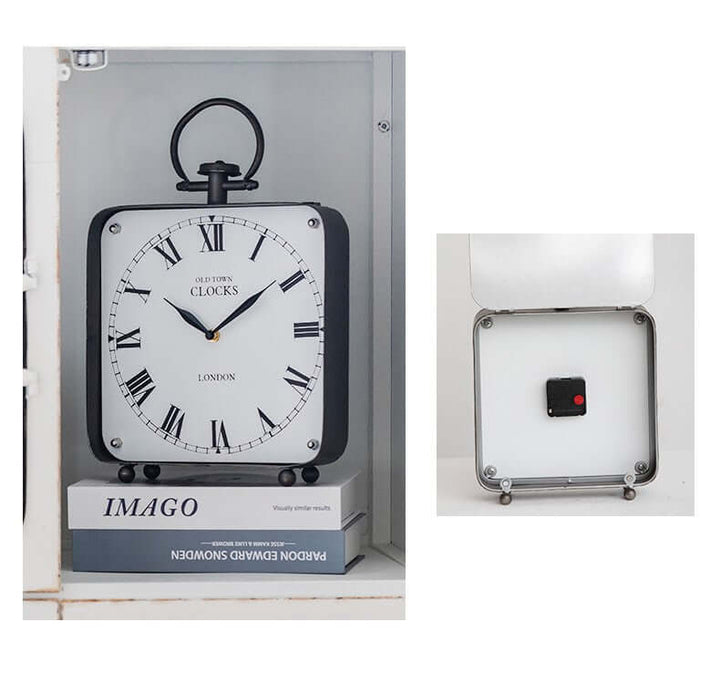 Vintage Old Town London Desk Clock with white face and Roman numerals in a stylish display.