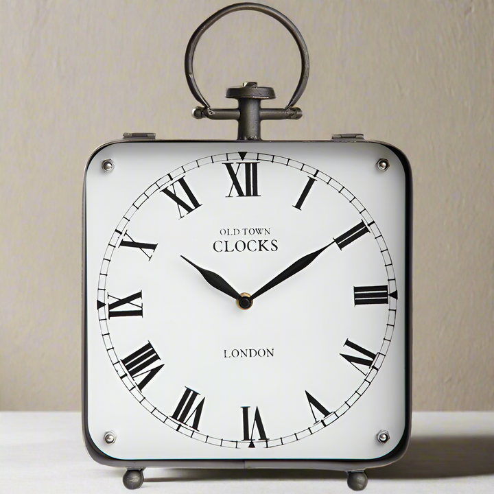 Vintage Old Town London Desk Clock with Roman numerals, elegant design, and classic craftsmanship.