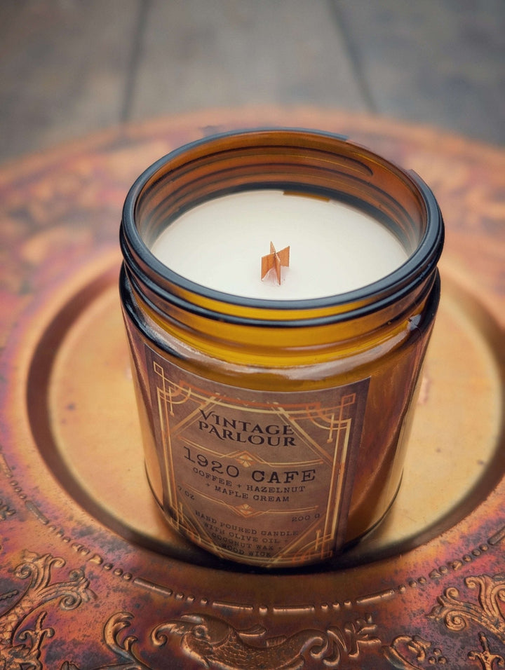 Vintage Wooden Wick Candle – Art Deco 1920s Inspired Scented Candle Gift