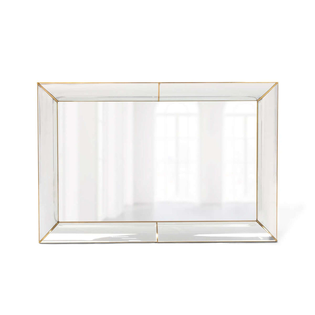 Vintage Beveled Wall Mirror with Gold Trim showcasing elegant reflective frame and delicate gold accents.