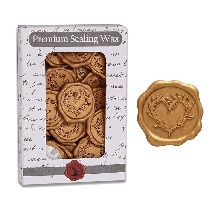 Vintage Branch Heart Wax Seal Stickers for Wedding Invitations in a premium packaging displayed.