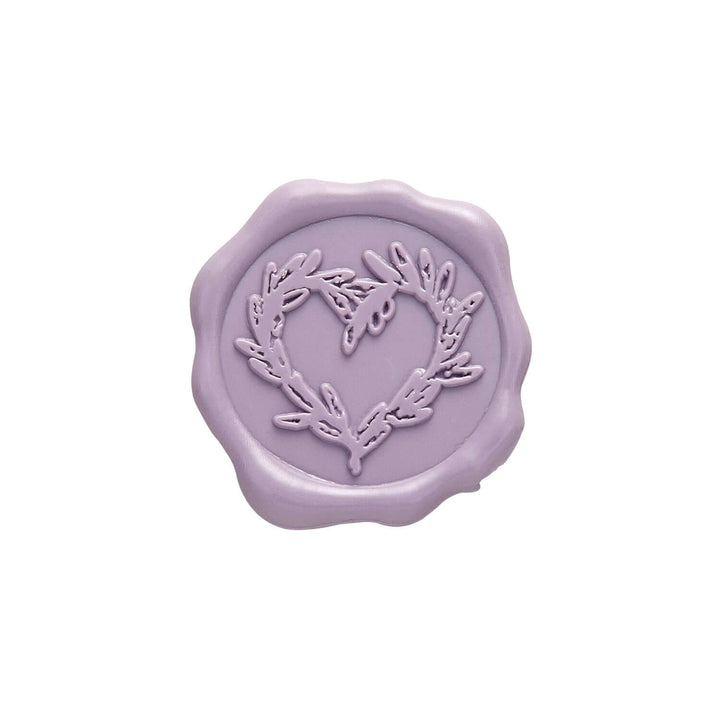 Vintage Branch Heart Wax Seal Stickers for Wedding Invitations, featuring a heart formed from branches in lavender wax.
