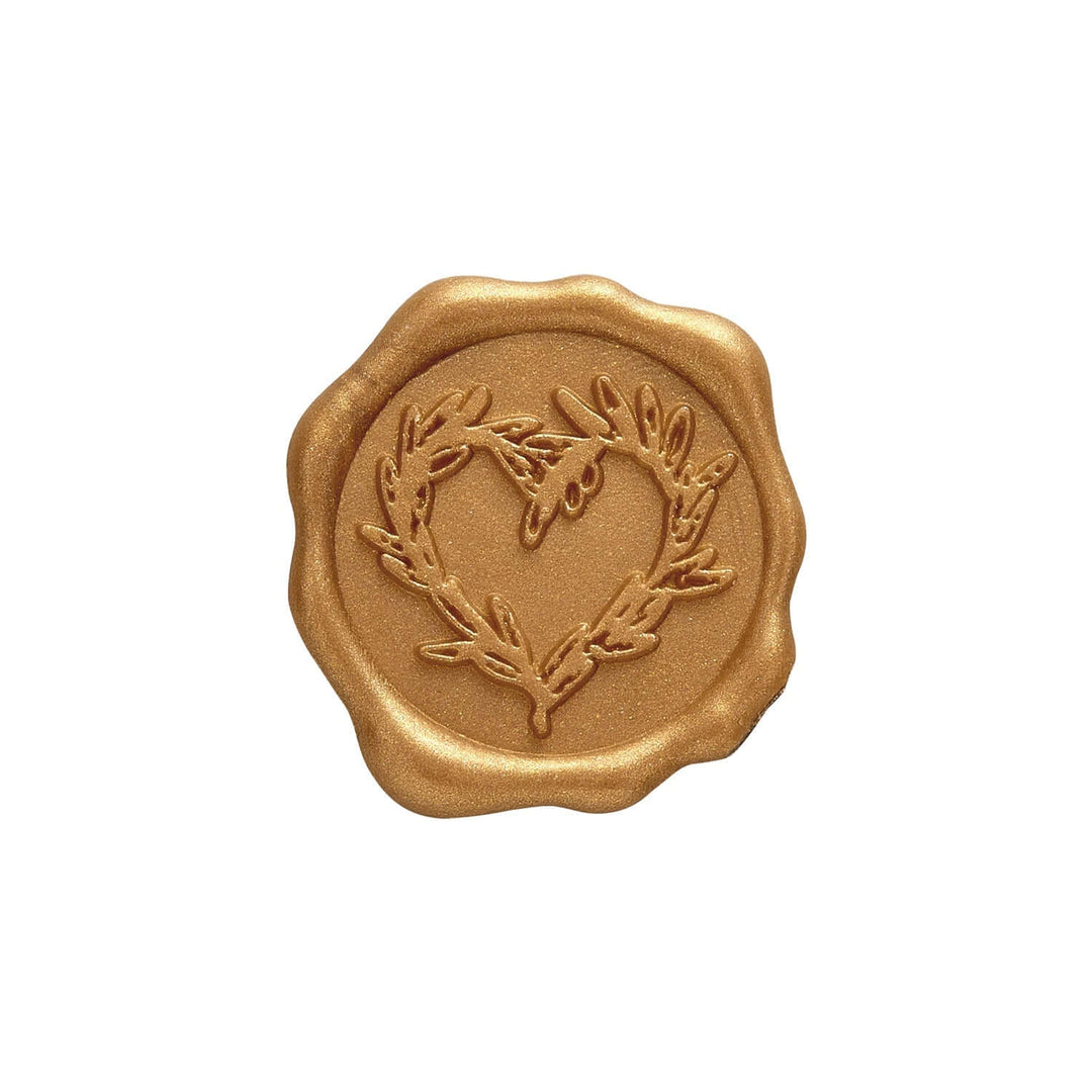 Vintage Branch Heart Wax Seal Stickers for Wedding Invitations, featuring elegant gold wax seal with heart and branch design