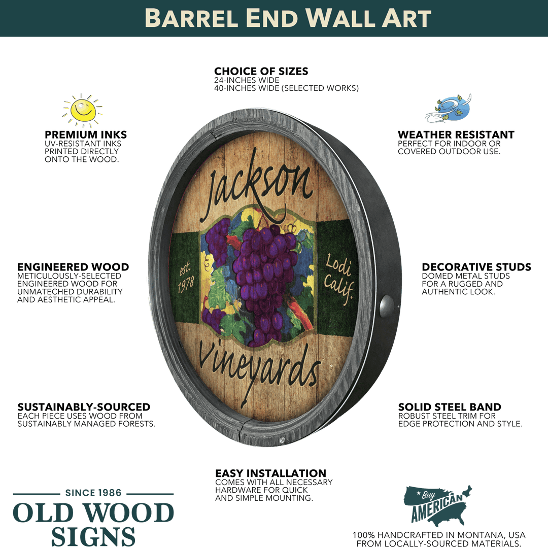Vintage Coastal Mermaid and Diver Barrel End Wall Art depicting a romantic nautical scene crafted from solid wood.