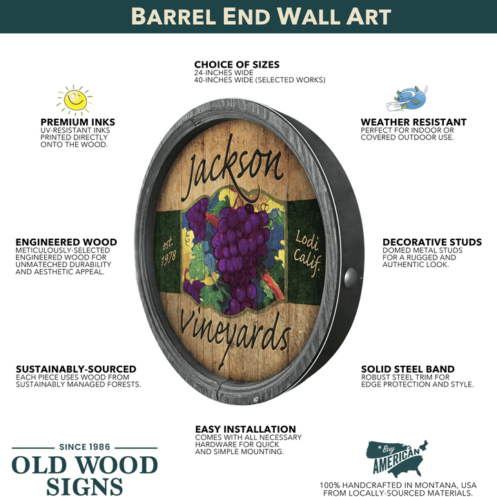 Vintage Coastal Mermaid and Diver Barrel End Wall Art depicting a romantic nautical scene crafted from solid wood.