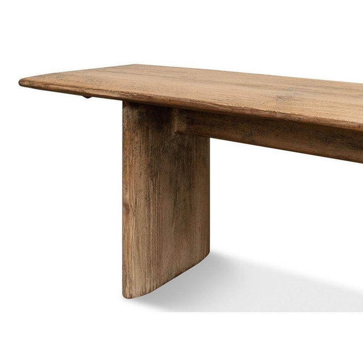 Vintage Farmhouse Reclaimed Pine Bench with natural finish and rustic design, showcasing reclaimed wood grain and imperfections.