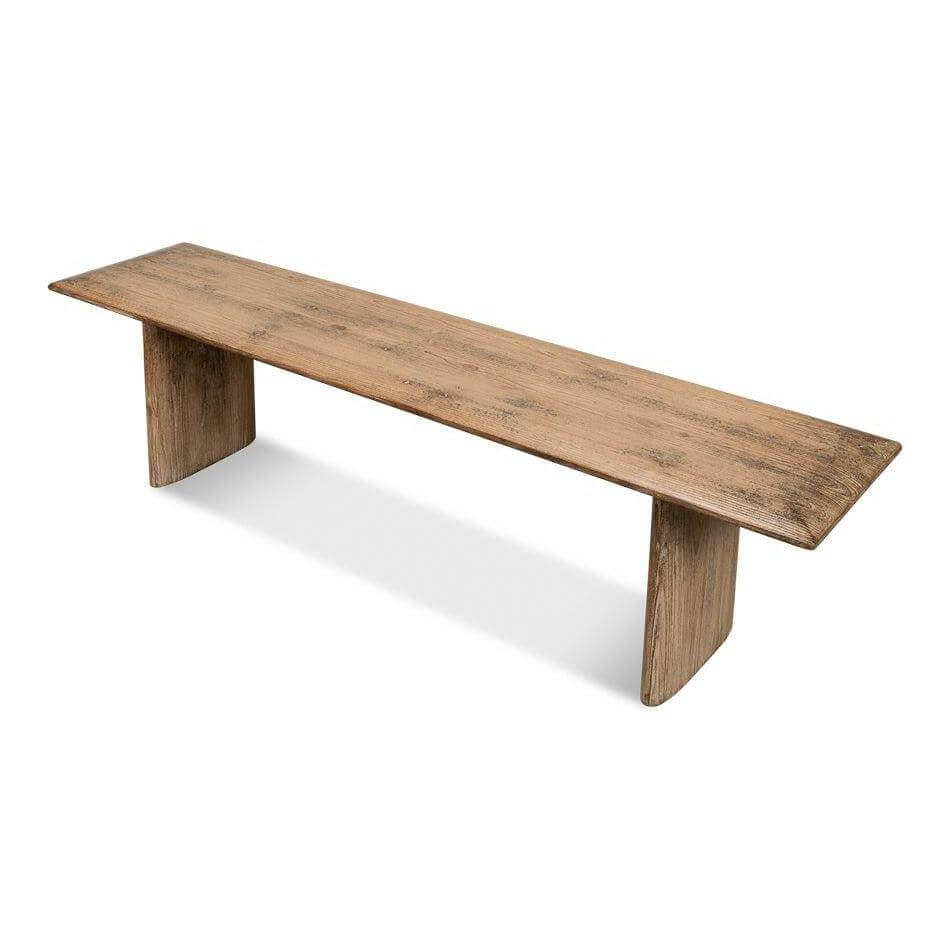 Vintage Farmhouse Reclaimed Pine Bench with natural wood finish and rustic texture.
