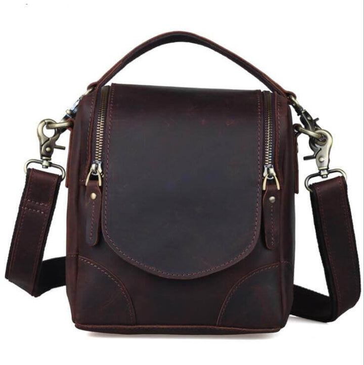 Vintage Full-Grain Leather Camera Bag - The Calista, handcrafted with premium leather, featuring a timeless design and sturdy strap.