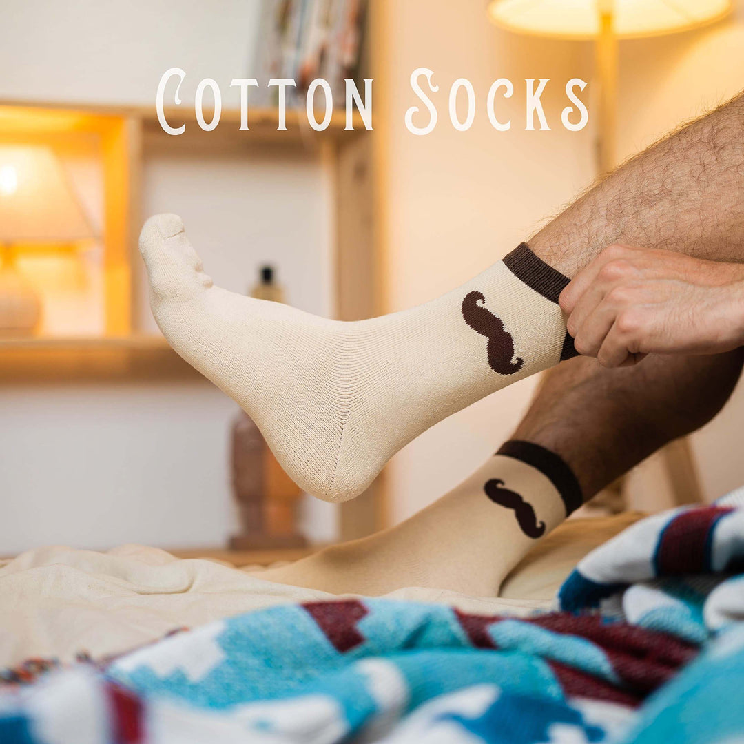 Vintage Gentleman’s Get Well Soon Care Package Gift Box with cozy cotton socks featuring mustache design, ideal comfort gift.