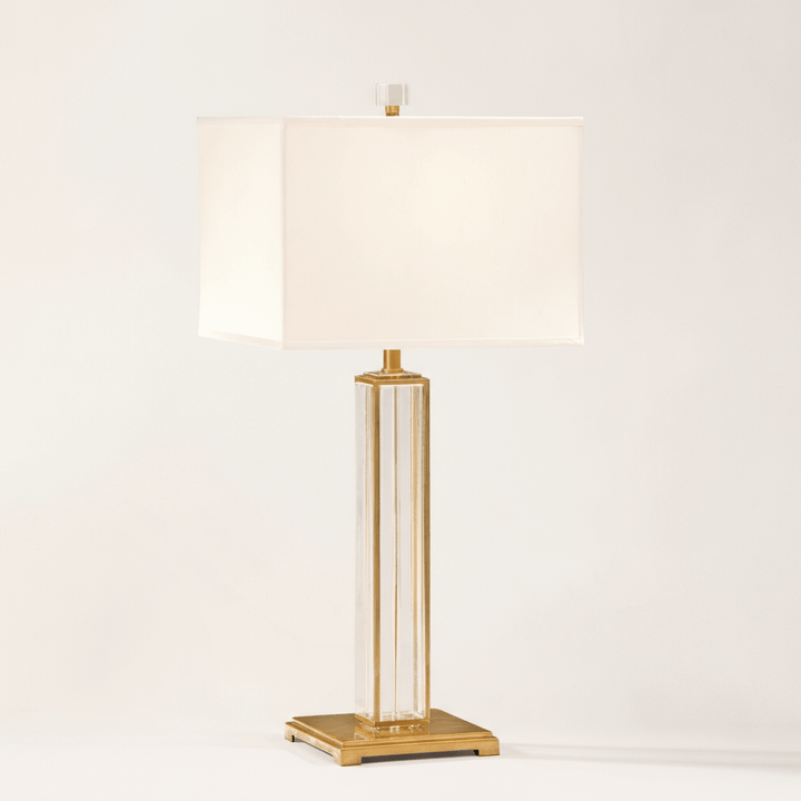Crystal table lamp with brass base