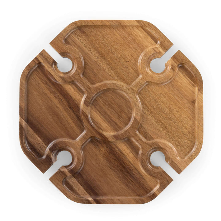 Top view of Vintage-Inspired Wine Picnic Table with acacia wood and folding legs for outdoor entertaining