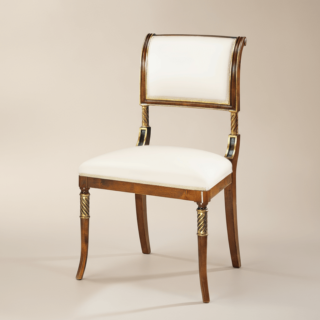 Vintage Italian Neoclassical Side Chair with Gold Leaf featuring elegant hand-carved design, perfect for refined modern interiors.