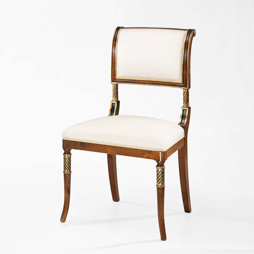Vintage Italian Neoclassical Side Chair with Gold Leaf, hand-carved elegance for modern interiors.
