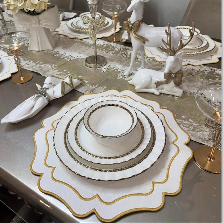 VISTA IVORY WAVY FAUX LEATHER PLACEMAT (Set Of 4)