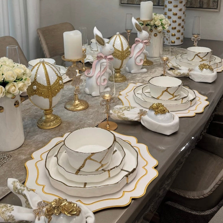 VISTA IVORY WAVY FAUX LEATHER PLACEMAT (Set Of 4)