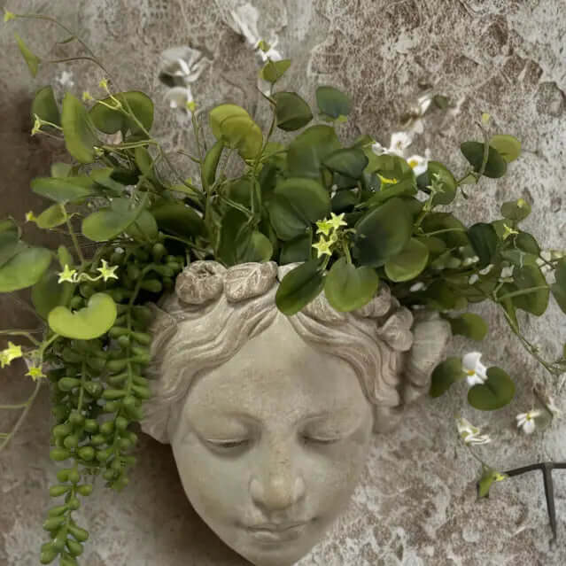 Wall Art Cement Girl   Planter