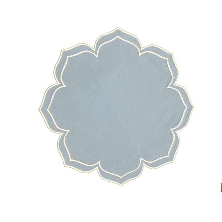 LUMERA LIGHT BLUE WAVY EDGE FABRIC PLACEMAT (Set Of 4)