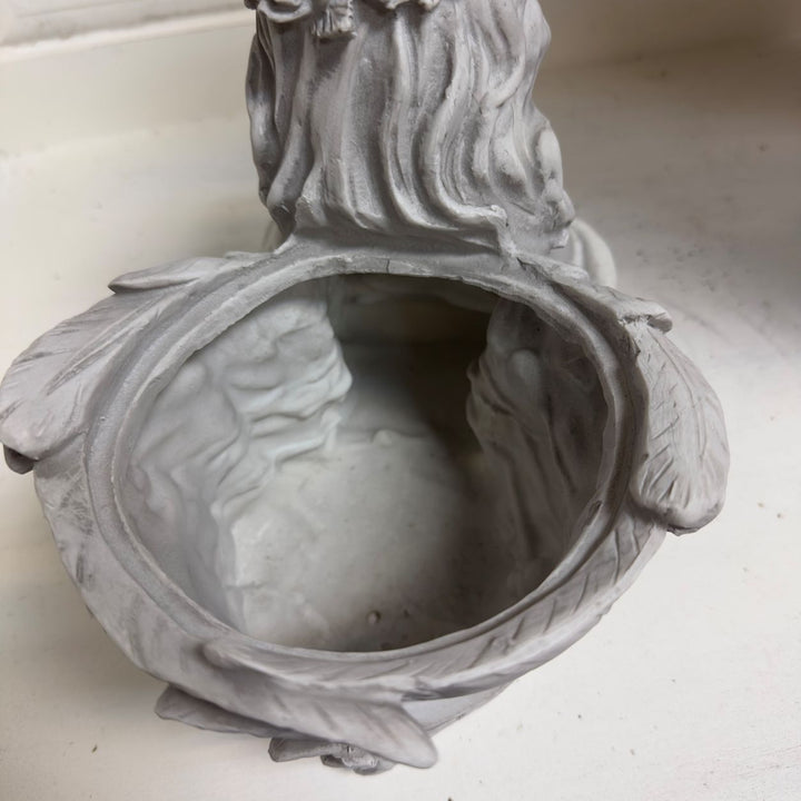 Rear and side details of the Weathered Angel Girl Garden Planter