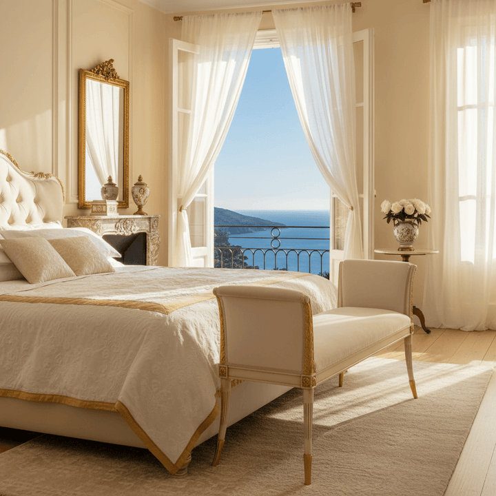 Italian Neoclassical White and Gold Leaf Bench