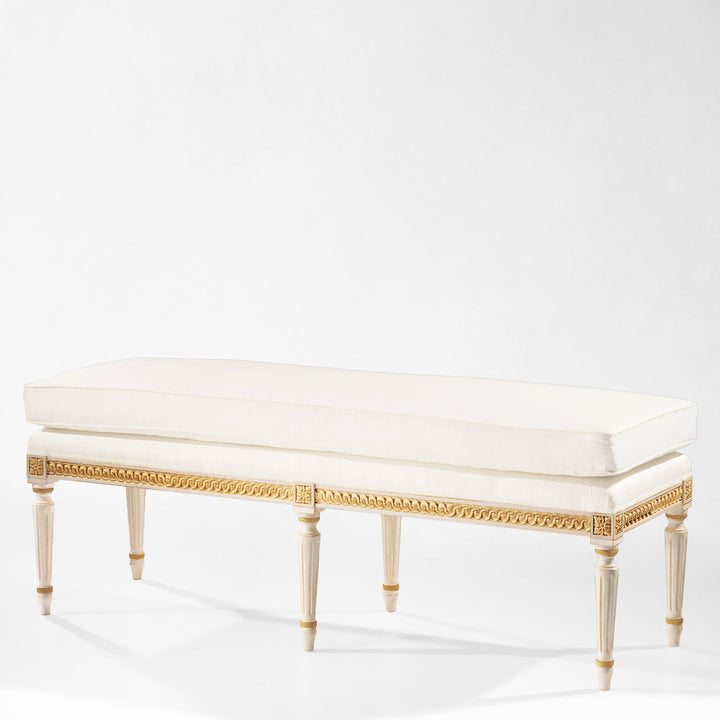 Italian Neoclassical Gilded White Bench