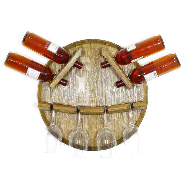 Reclaimed Wine Barrel Head Wall Mount Wine Rack