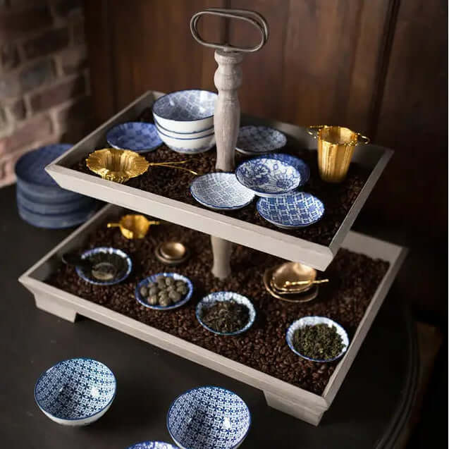 Wood Rectangle 2 Tier Tray