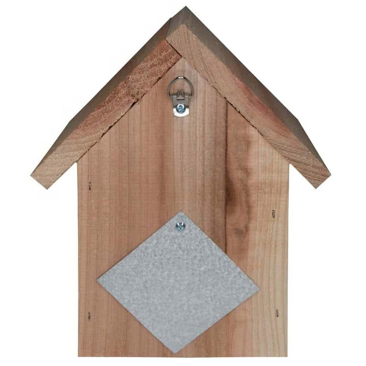 Wooden Birdhouse with Floral Design for Wrens made of cedar wood featuring a decorative front panel with wildflowers.