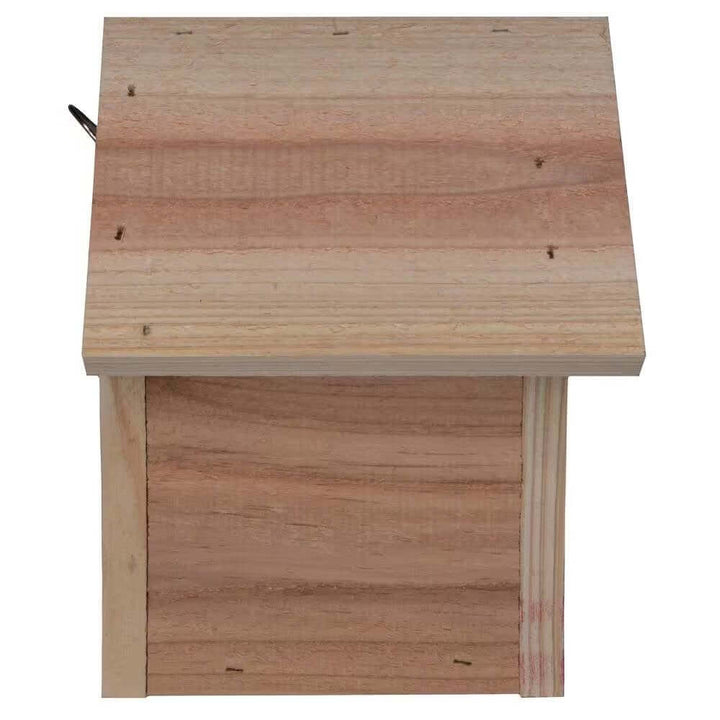 Front view of a Wooden Birdhouse with Floral Design for Wrens, emphasizing natural cedar construction and simple design.