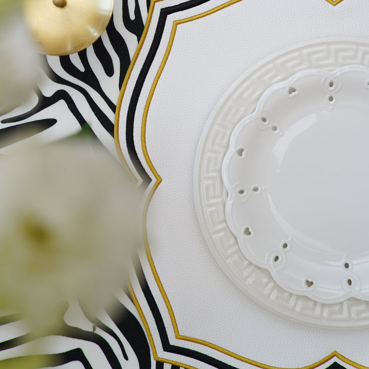 ZEAL WHITE BLACK & GOLD FAUX LEATHER PLACEMAT (Set Of 4)